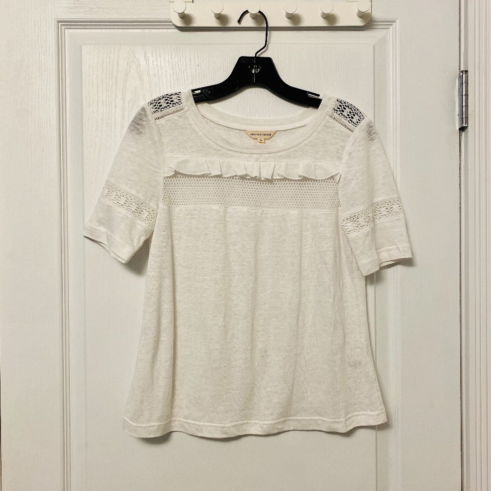 Rebecca Taylor White Linen Top Size XS